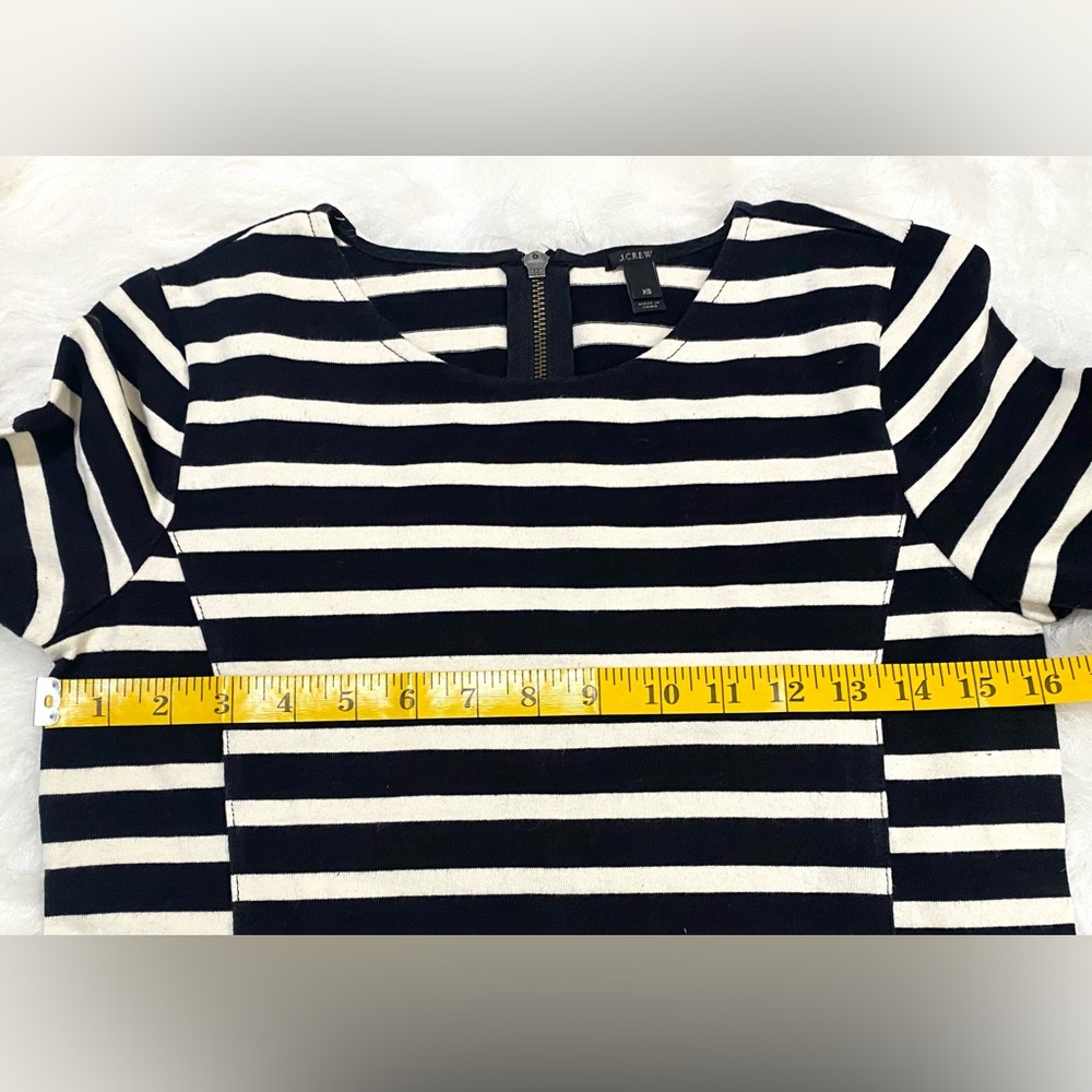 JCrew Womens XS Black White Stripe Top Boho Fall Nautical Preppy Coastal Grandma - Picture 9 of 13
